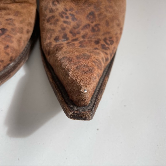 Old Gringo Boots Leather Cowboy Western Animal Leopard Print Pointed Square Tan - Picture 16 of 16